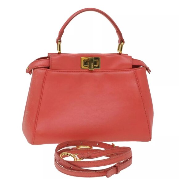 Fendi Handbags - FENDI micro picaboo Hand Bag Leather 2way Orange